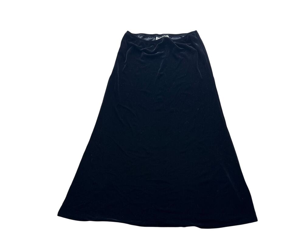 Another Thyme Black Velvet Maxi Skirt L Stretch 90s Whimsigoth Witchy Vintage